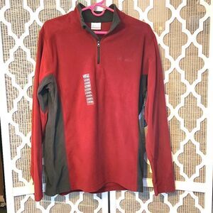 New Columbia Mens Maroon and Grey Fleece Pullover
